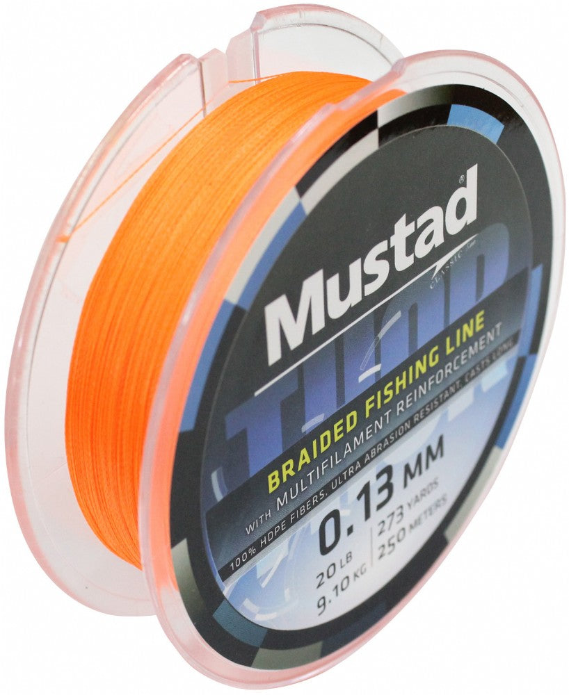 Mustad Thor Braid 250m - 4 Strand Hot Orange Braided Fishing Line
